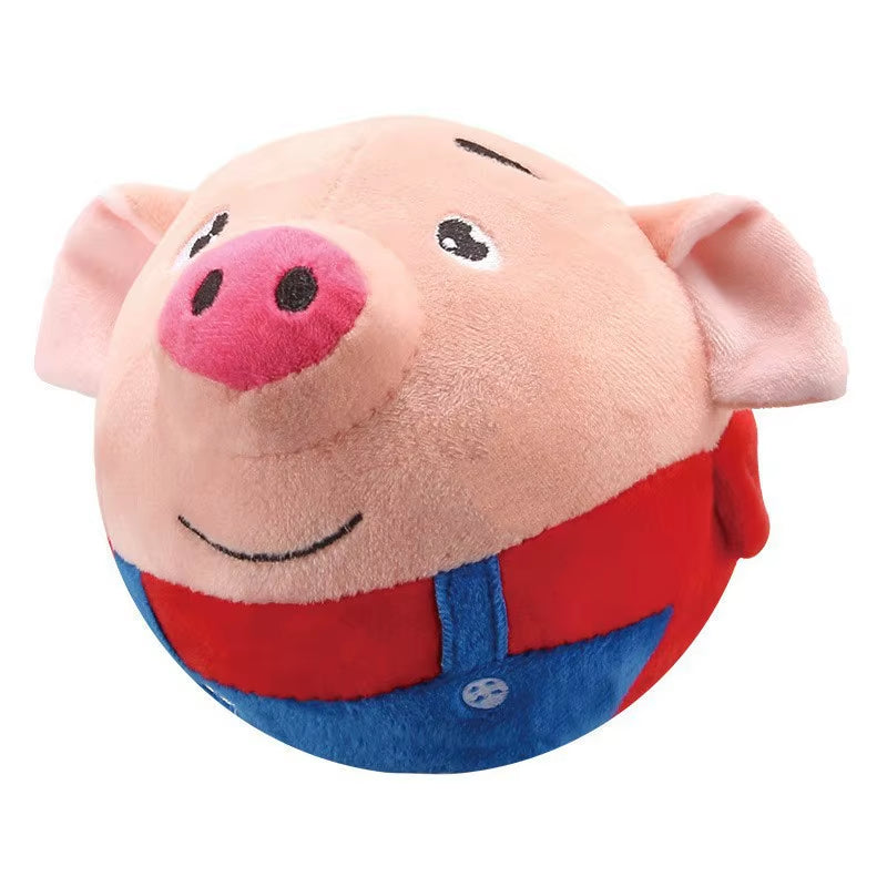 Wholesale USB Charge Pet Jumping Ball Electric Plush Toy Musical Bouncing Ball Plush Dog Squeaky Toy Vibration Ball