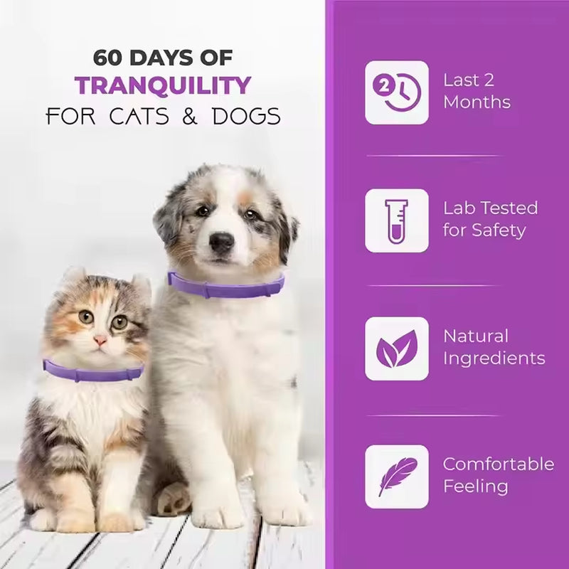 Wholesale Hot Sale Adjustable Pet Pheromone Calming Collar for Cats Dogs Solid Color OEM Label Anxiety Reduction Collar