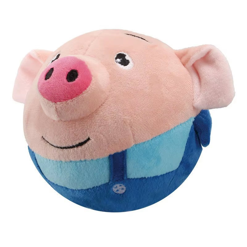 Wholesale USB Charge Pet Jumping Ball Electric Plush Toy Musical Bouncing Ball Plush Dog Squeaky Toy Vibration Ball